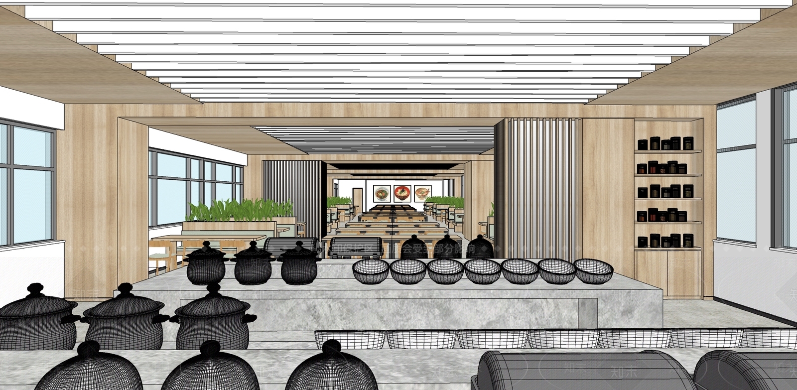 现代食堂SU模型下载【ID:981541778】