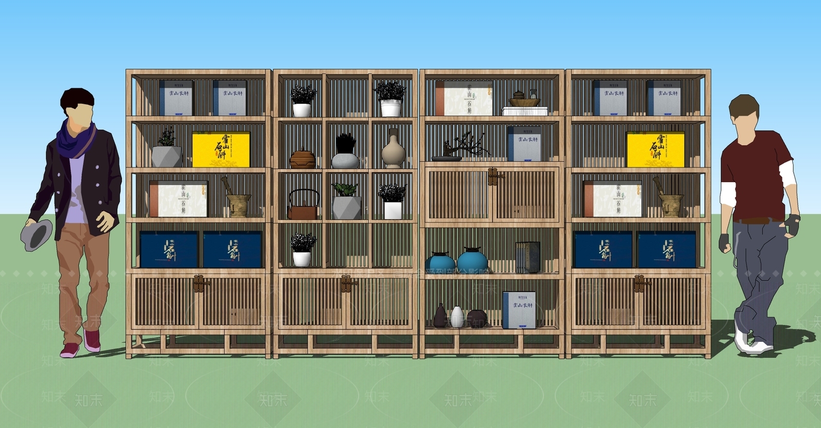 新中式博古架SU模型下载【ID:781555446】