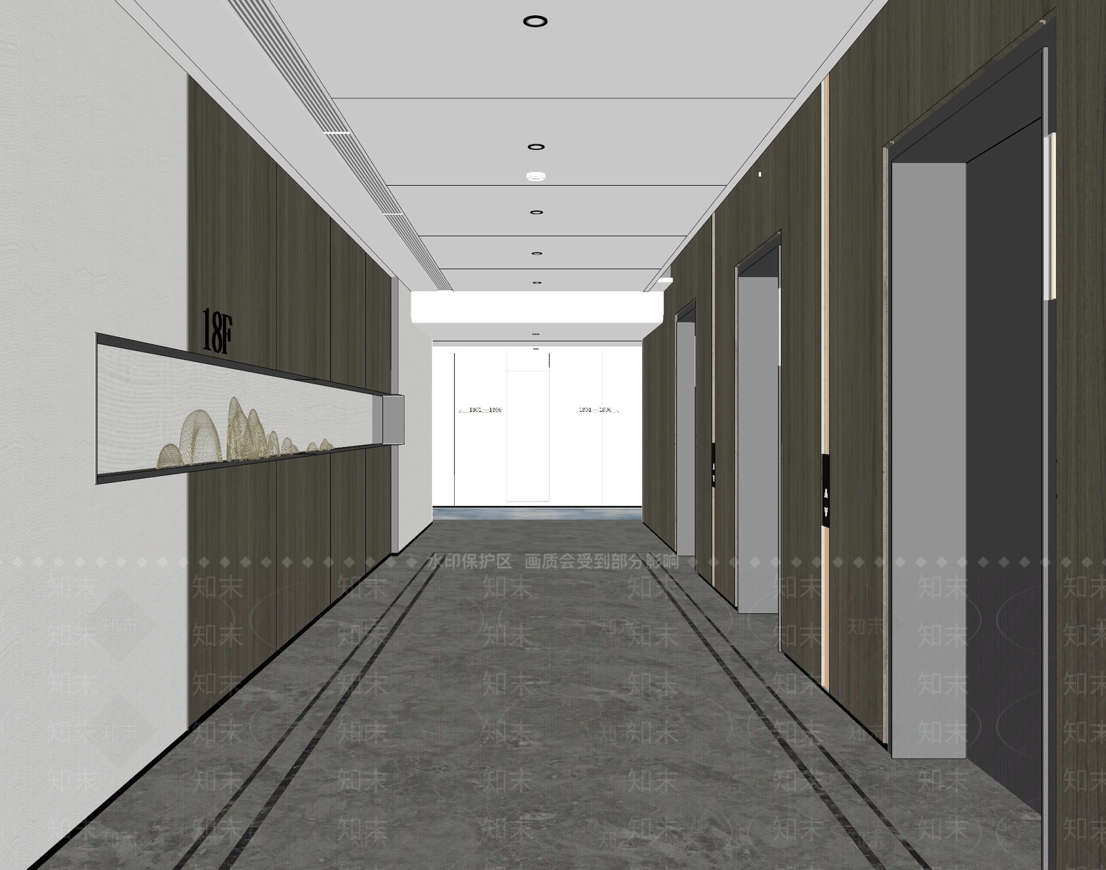 现代酒店空间SU模型下载【ID:981645708】