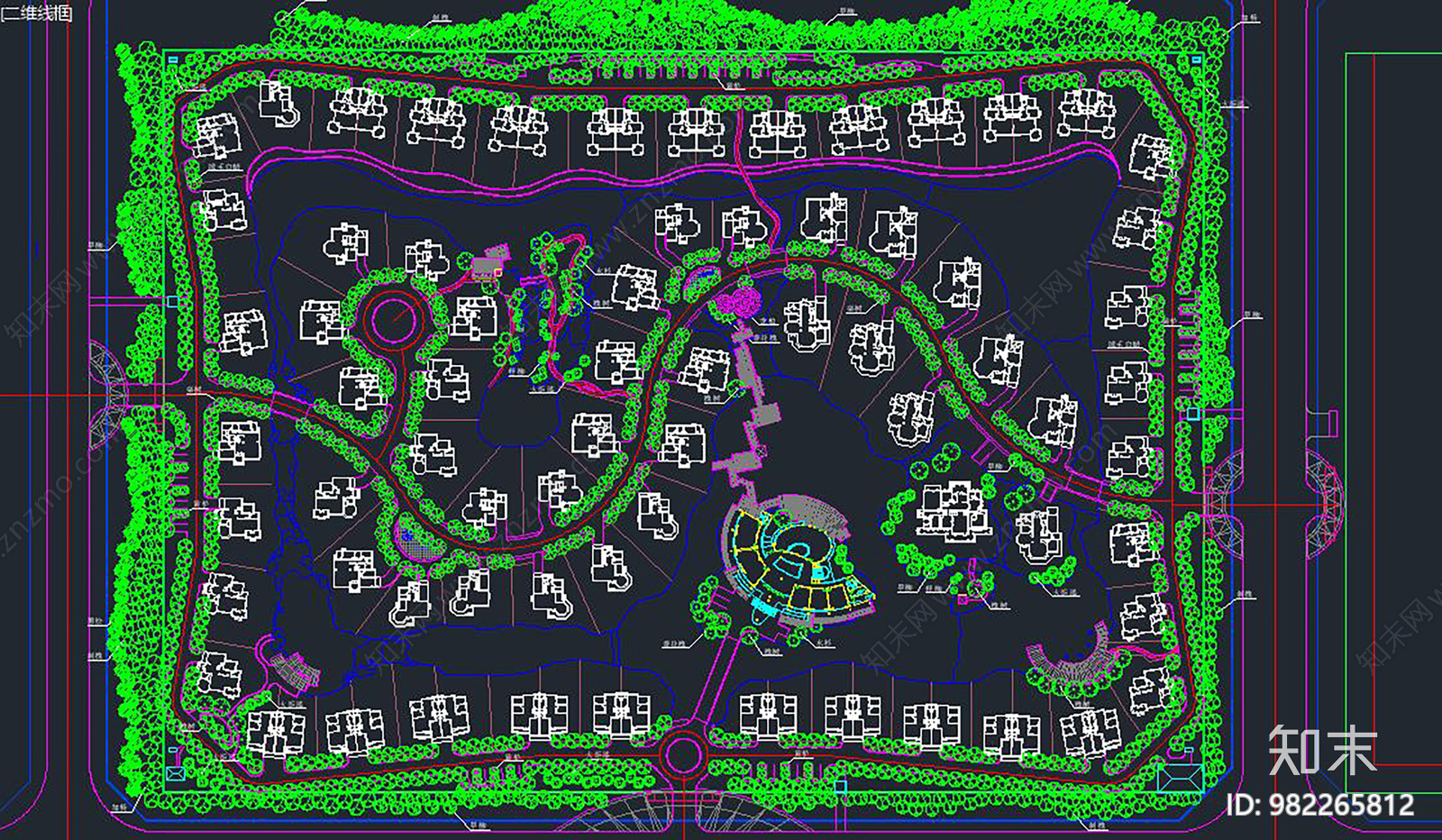 住宅别墅区规划cad施工图下载【ID:982265812】