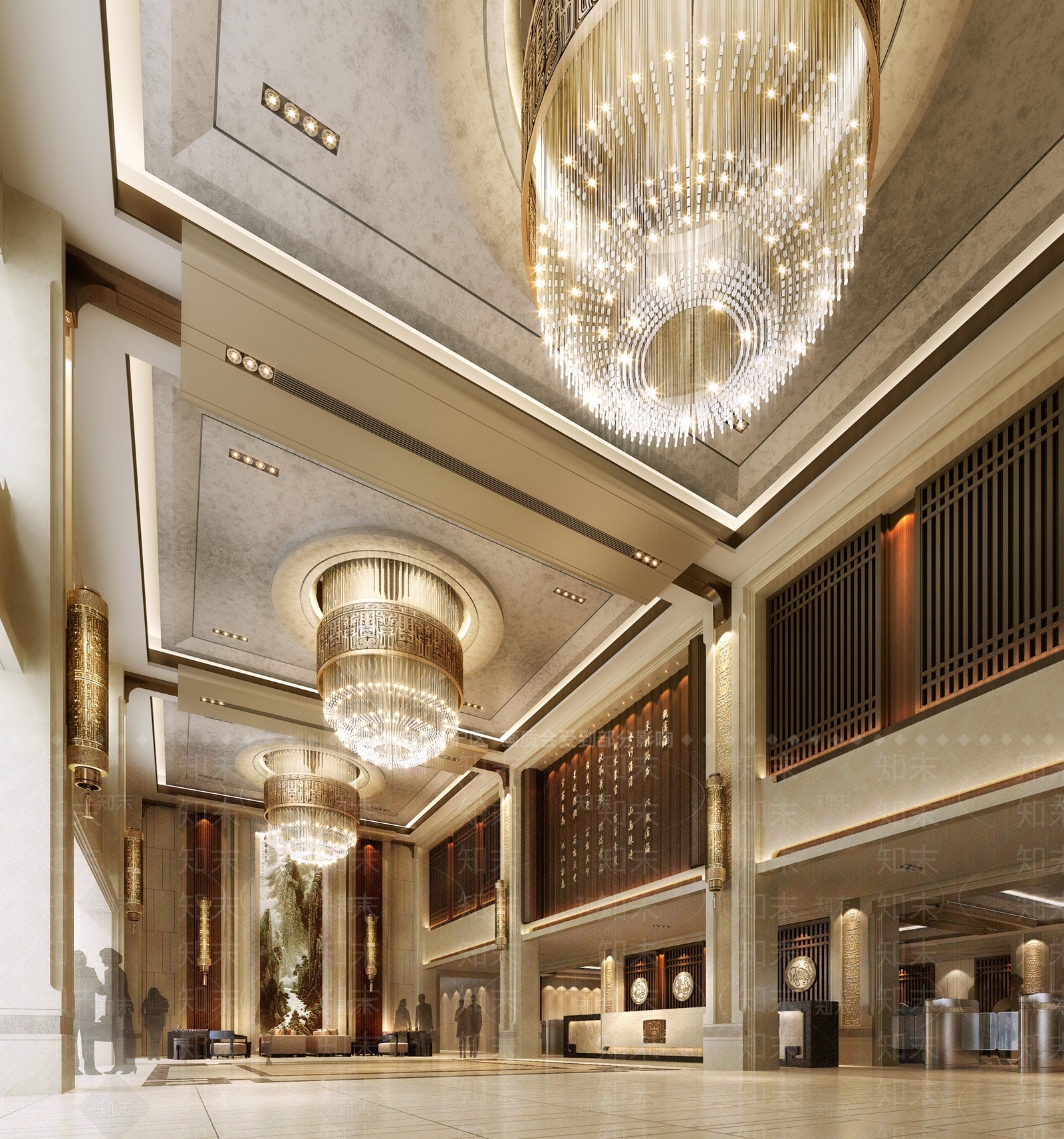 新中式大堂3d模型下载