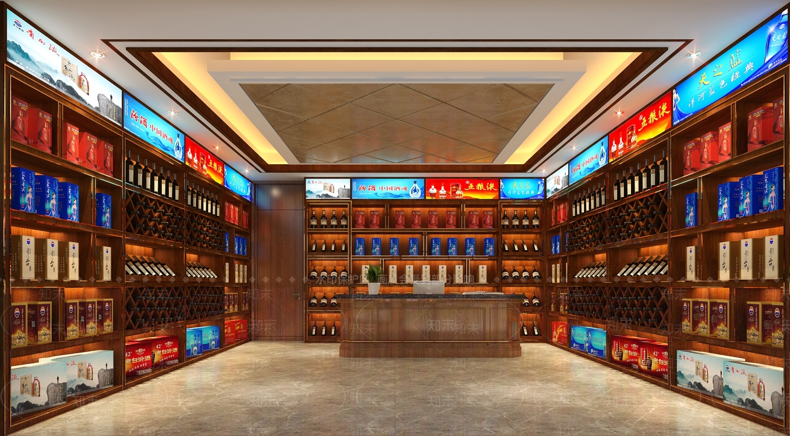 新中式烟酒店3D模型下载【ID:681693157】