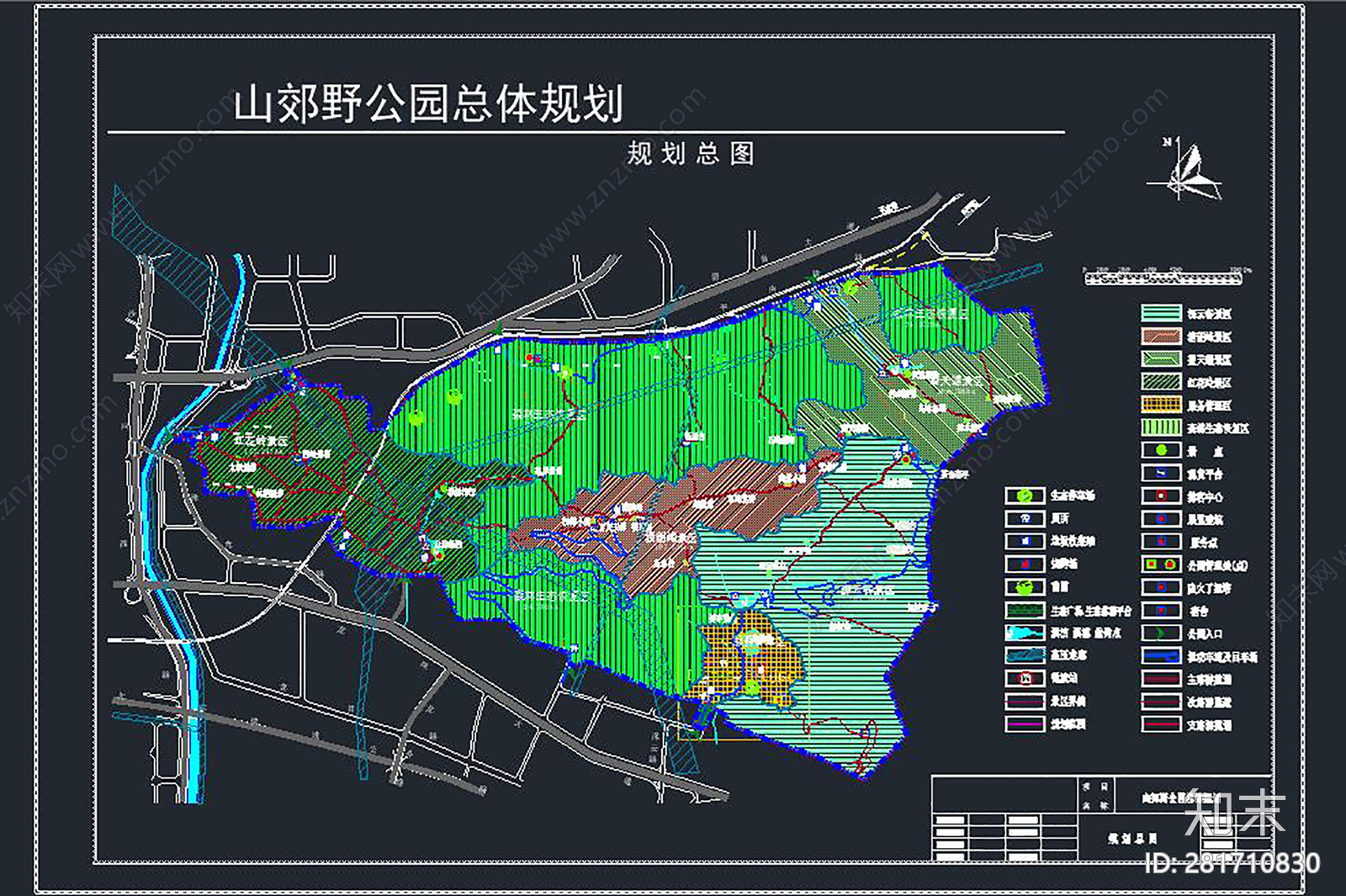 公园规划总图cad施工图下载【ID:281710830】