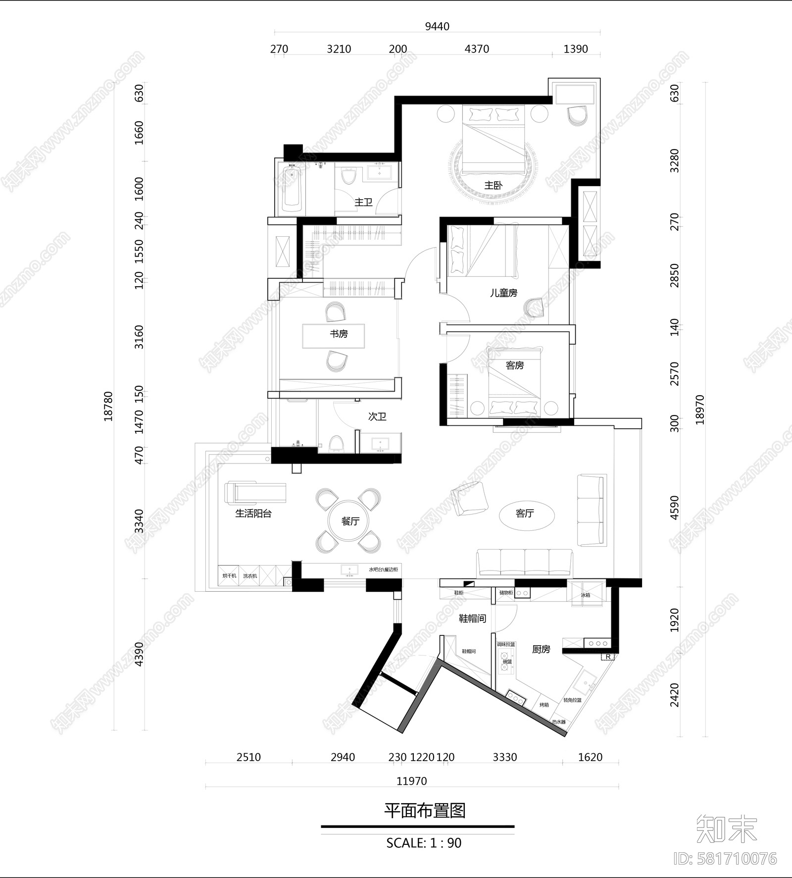 法式轻奢家居cad施工图下载【ID:581710076】