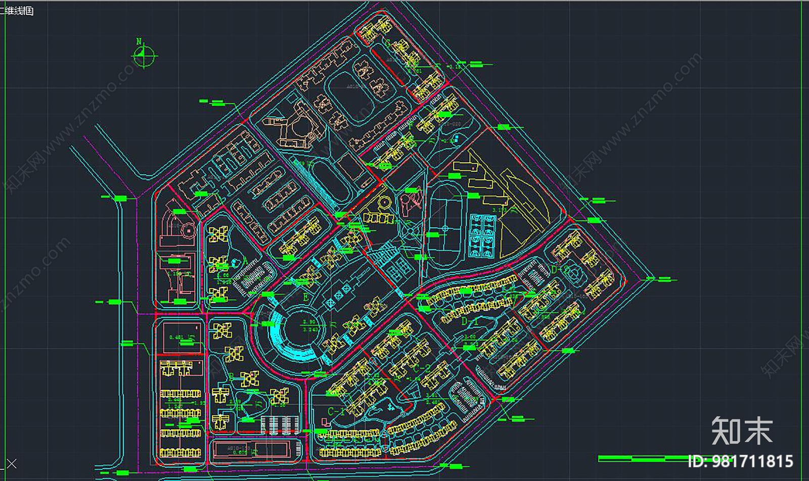广东某居住区规划图cad施工图下载【ID:981711815】