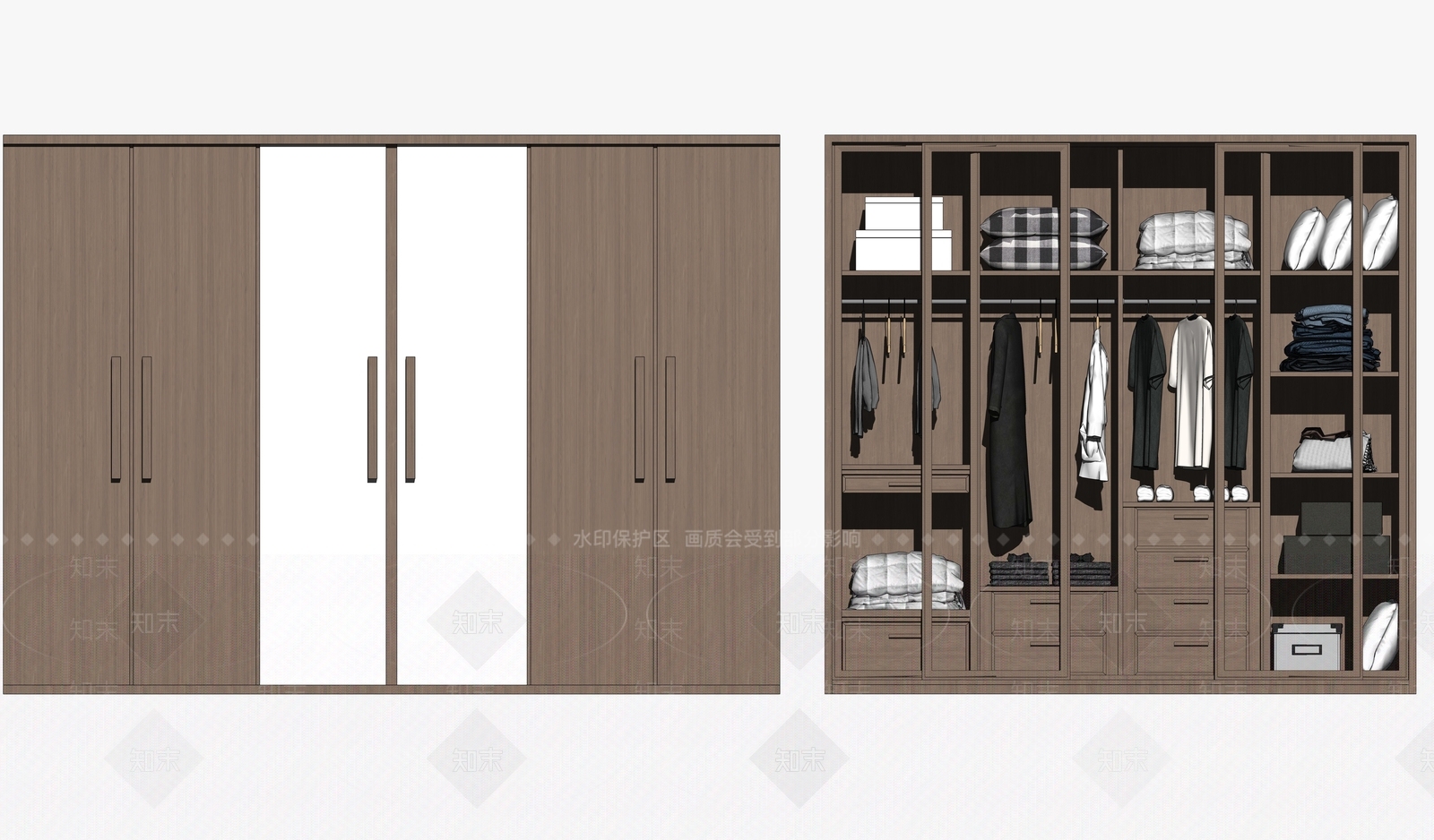 现代风格衣柜SU模型下载【ID:381725062】