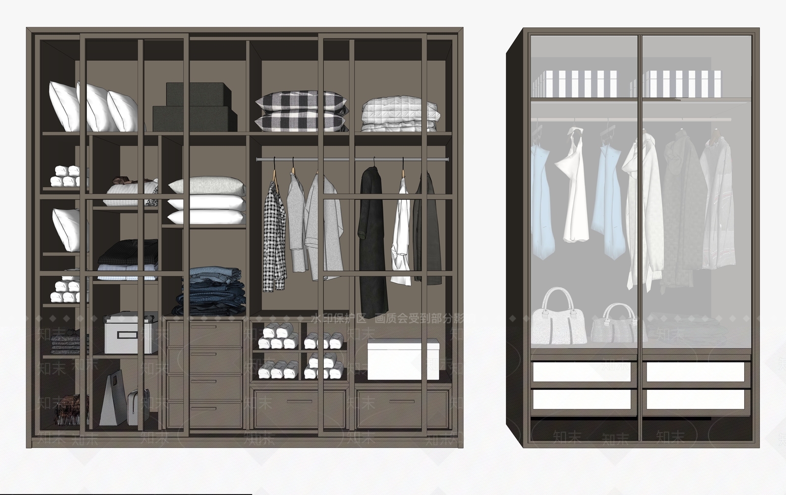 现代风格衣柜SU模型下载【ID:381726081】