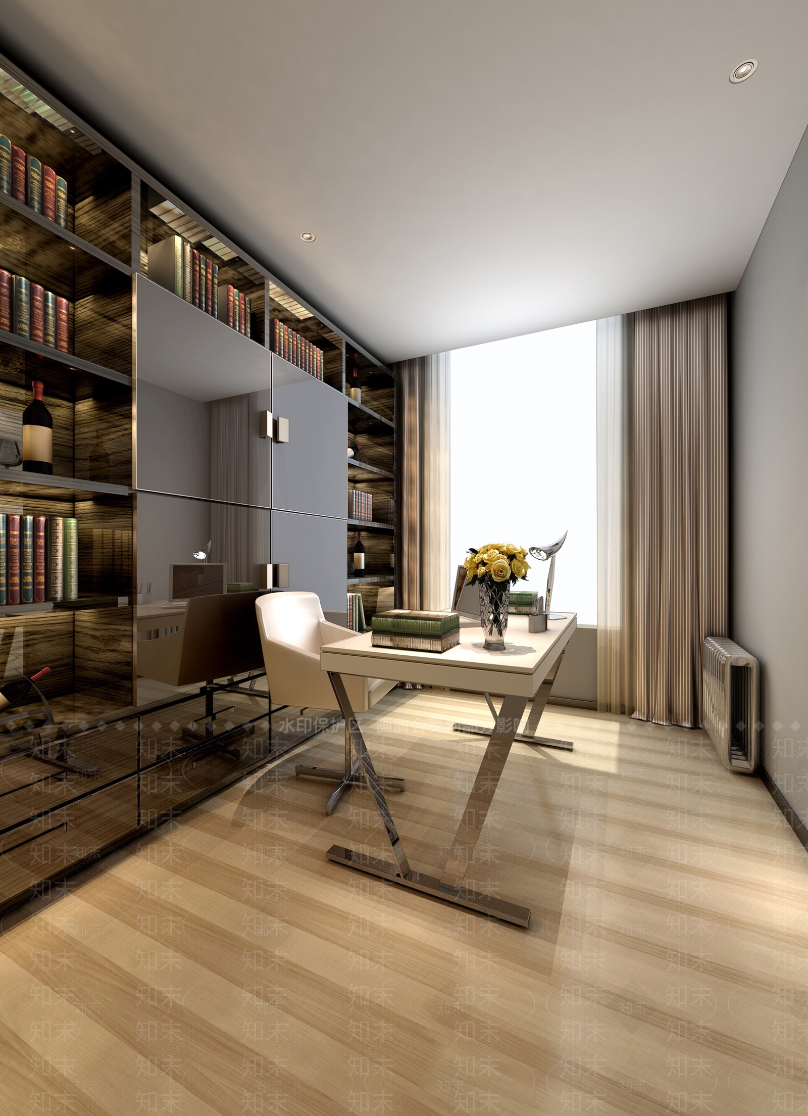 现代书房3d模型下载【id:581735618】