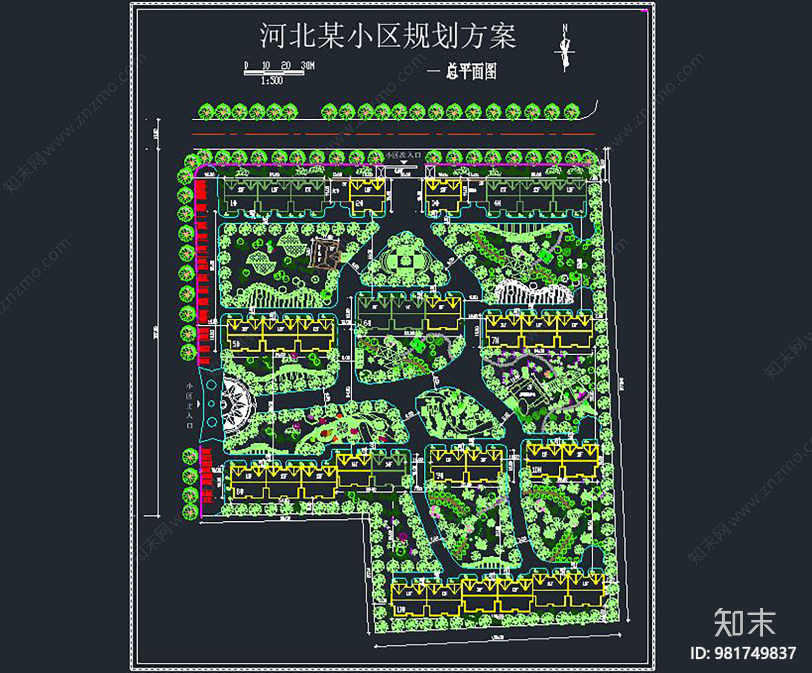 河北某小区规划方案cad施工图下载【ID:981749837】