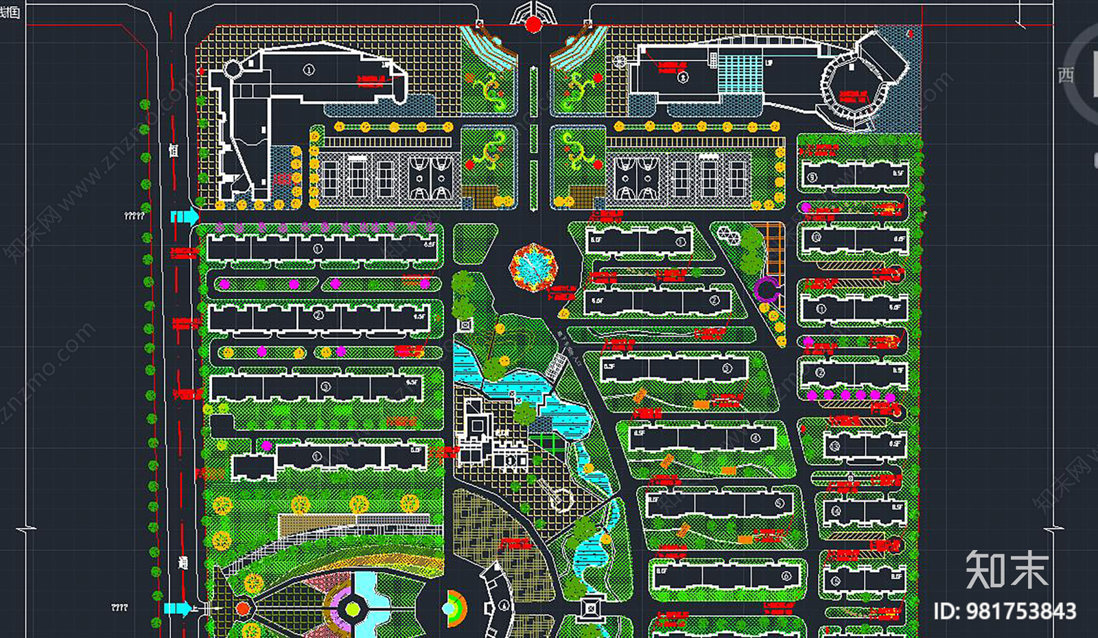 花园住宅小区总平面图施工图下载【ID:981753843】