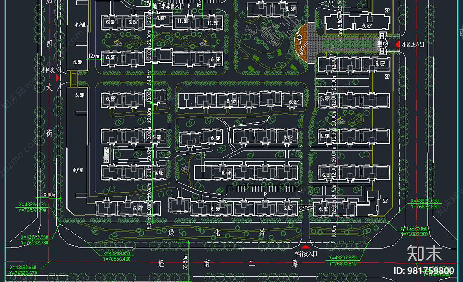 经南二路小区规划cad施工图下载【ID:981759800】