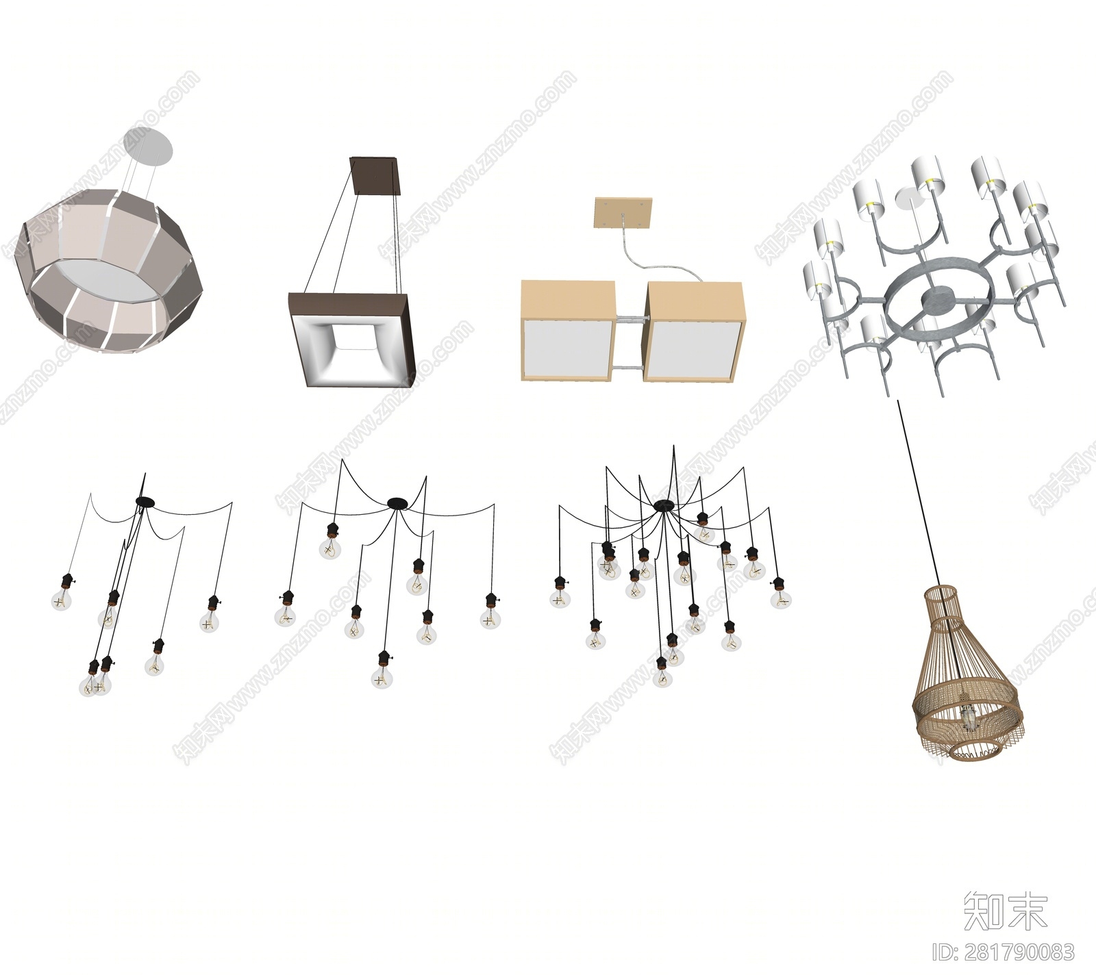 现代灯具组合SU模型下载【ID:281790083】