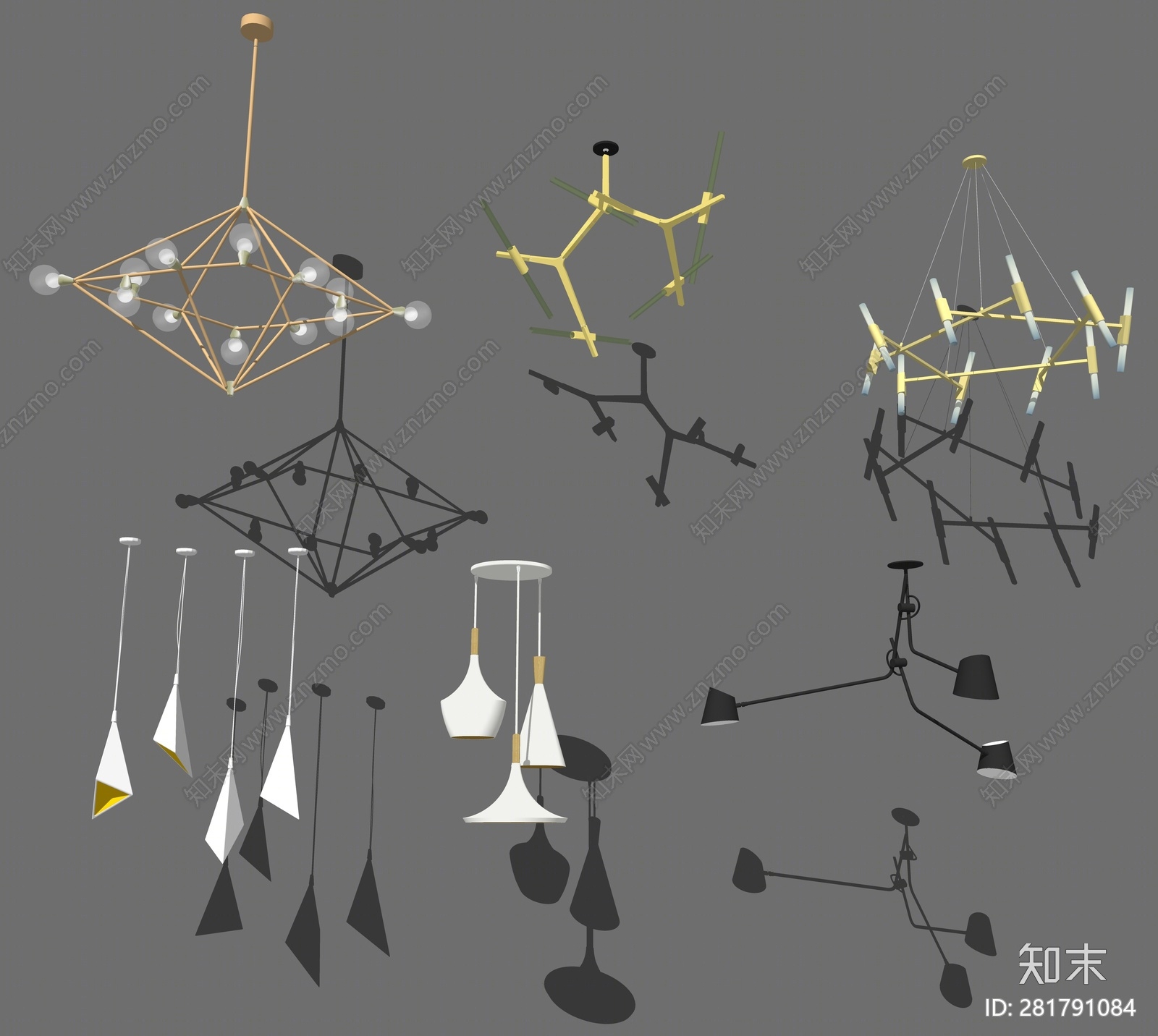 现代灯具组合SU模型下载【ID:281791084】