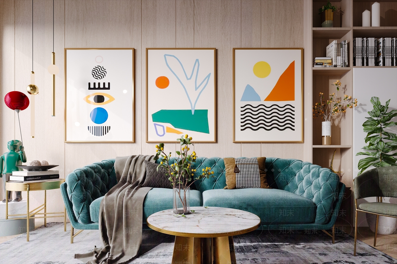 简欧风格客厅3D模型下载【ID:781795739】