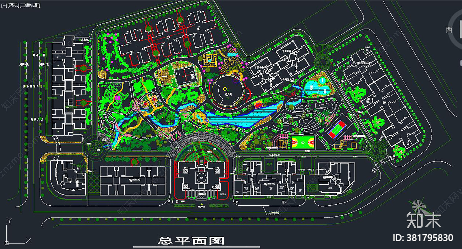 居住小区的种植绿化规划图施工图下载【ID:381795830】