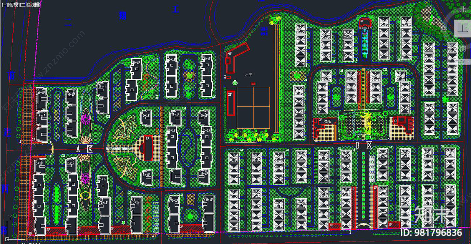 居住小区规划cad施工图下载【ID:981796836】