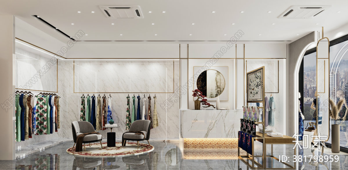 旗袍店cad施工图下载【ID:381798959】