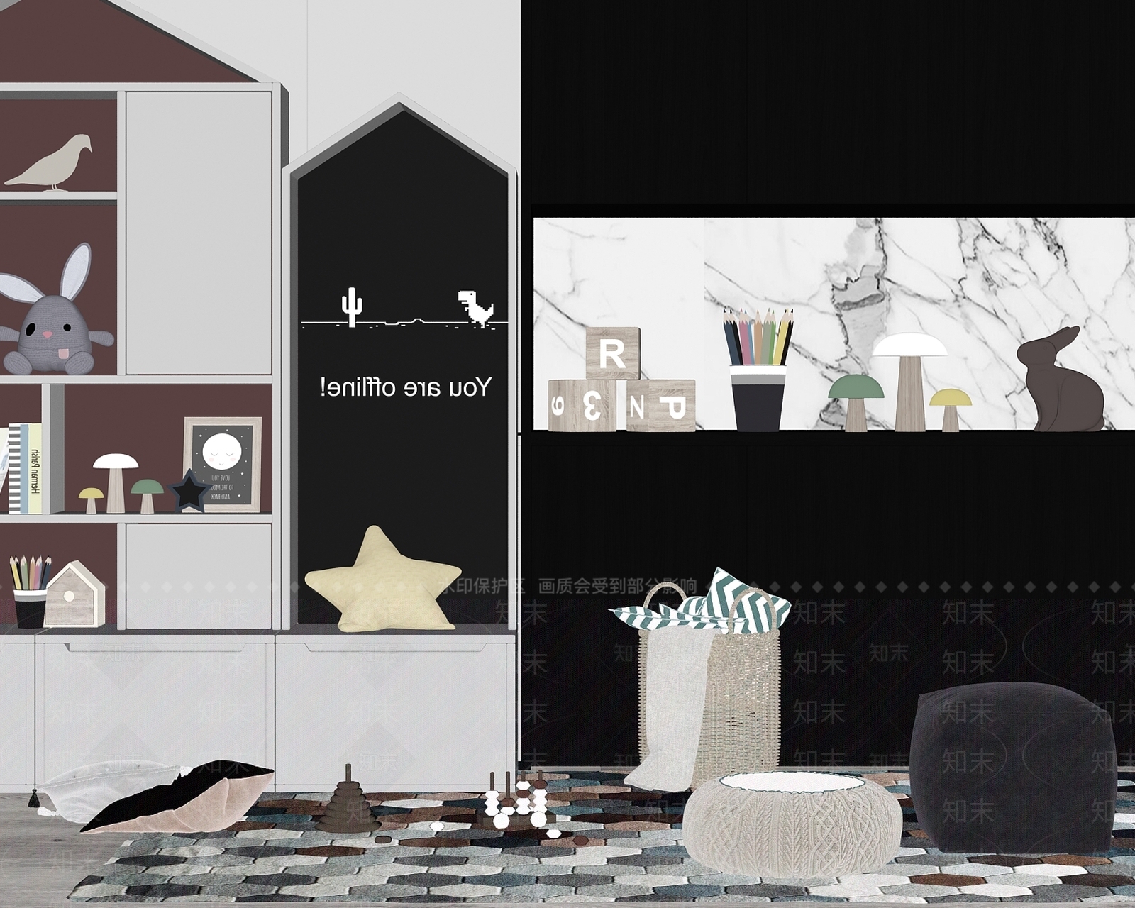 现代儿童玩具房SU模型下载【ID:481818625】