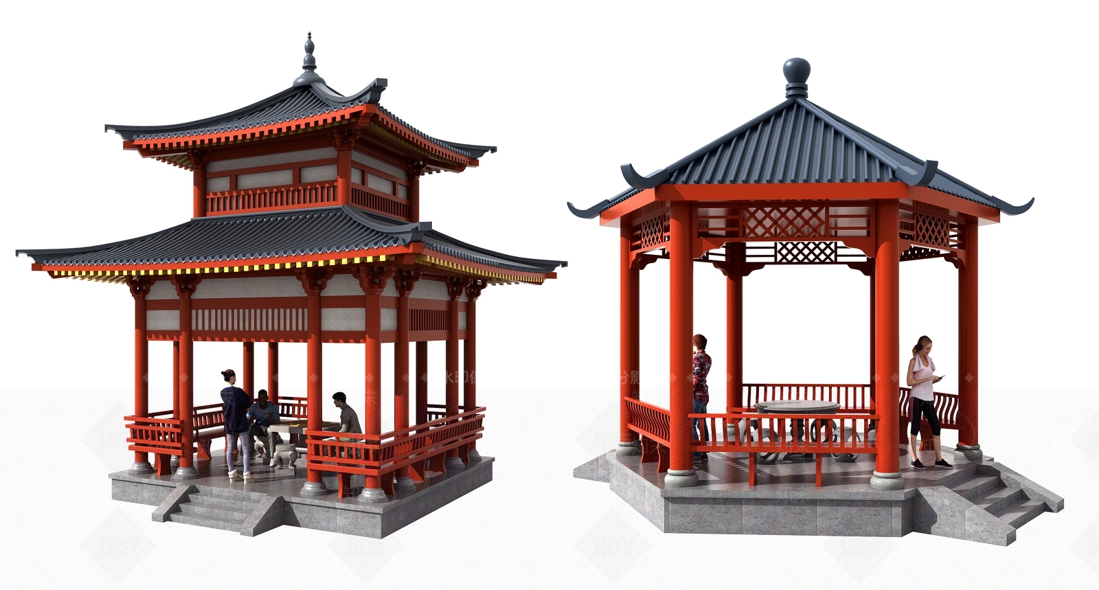 中式景观凉亭3D模型下载【ID:681827049】
