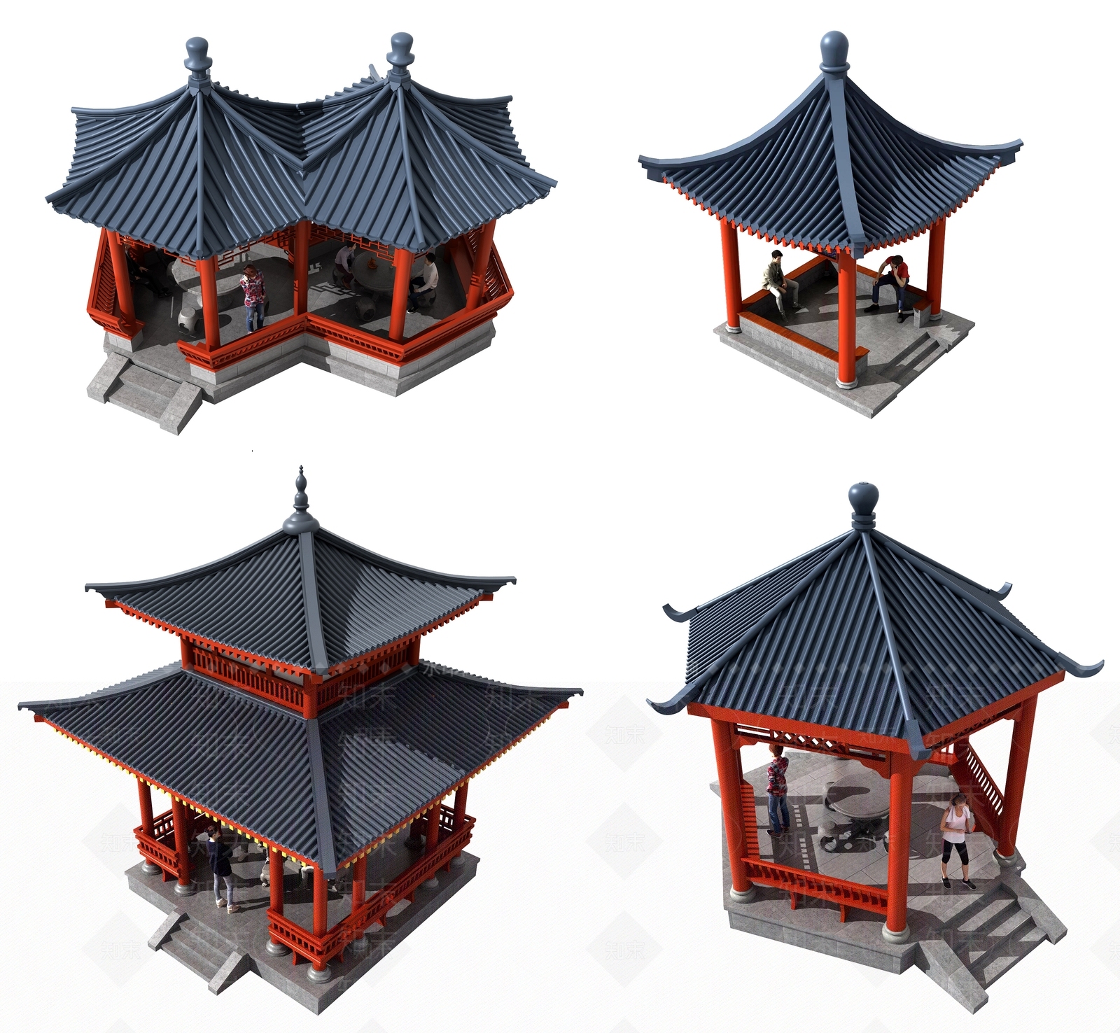 中式景观凉亭3D模型下载【ID:681827049】