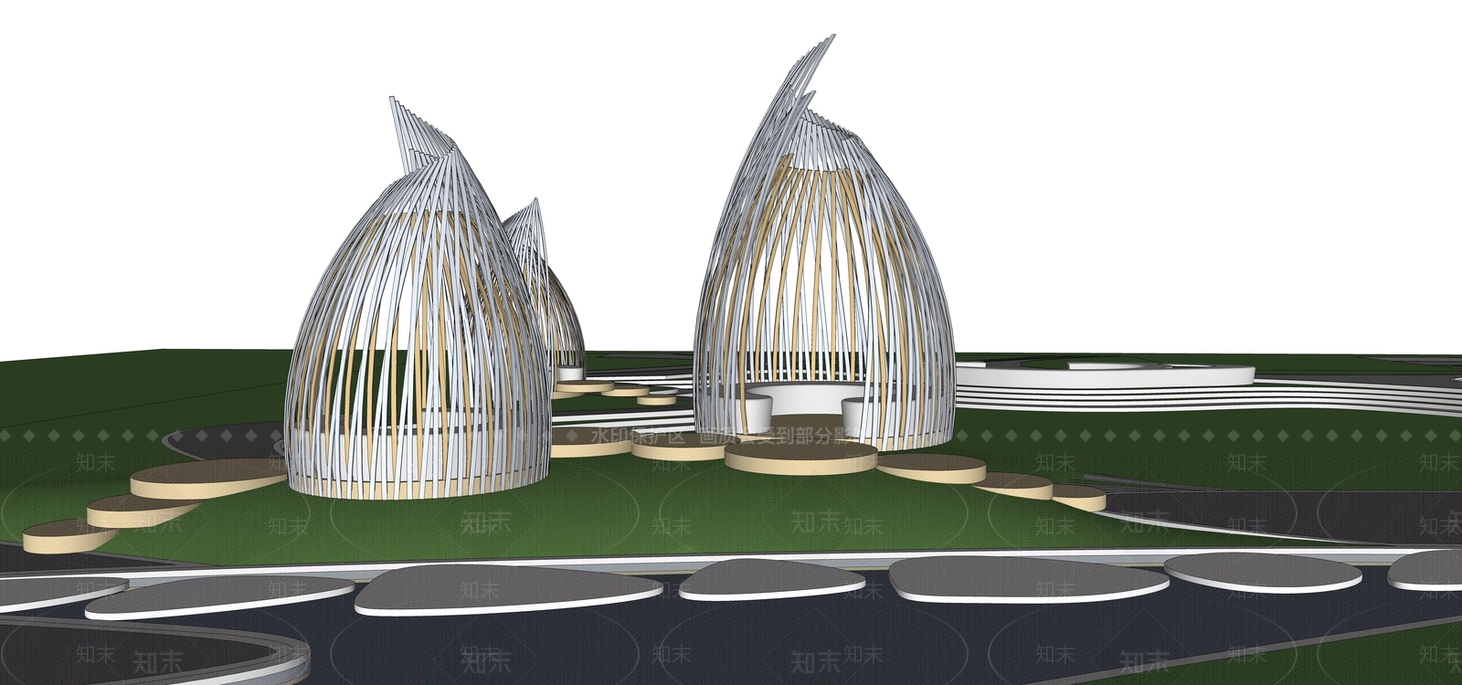 现代风格亭子SU模型下载【ID:581879710】