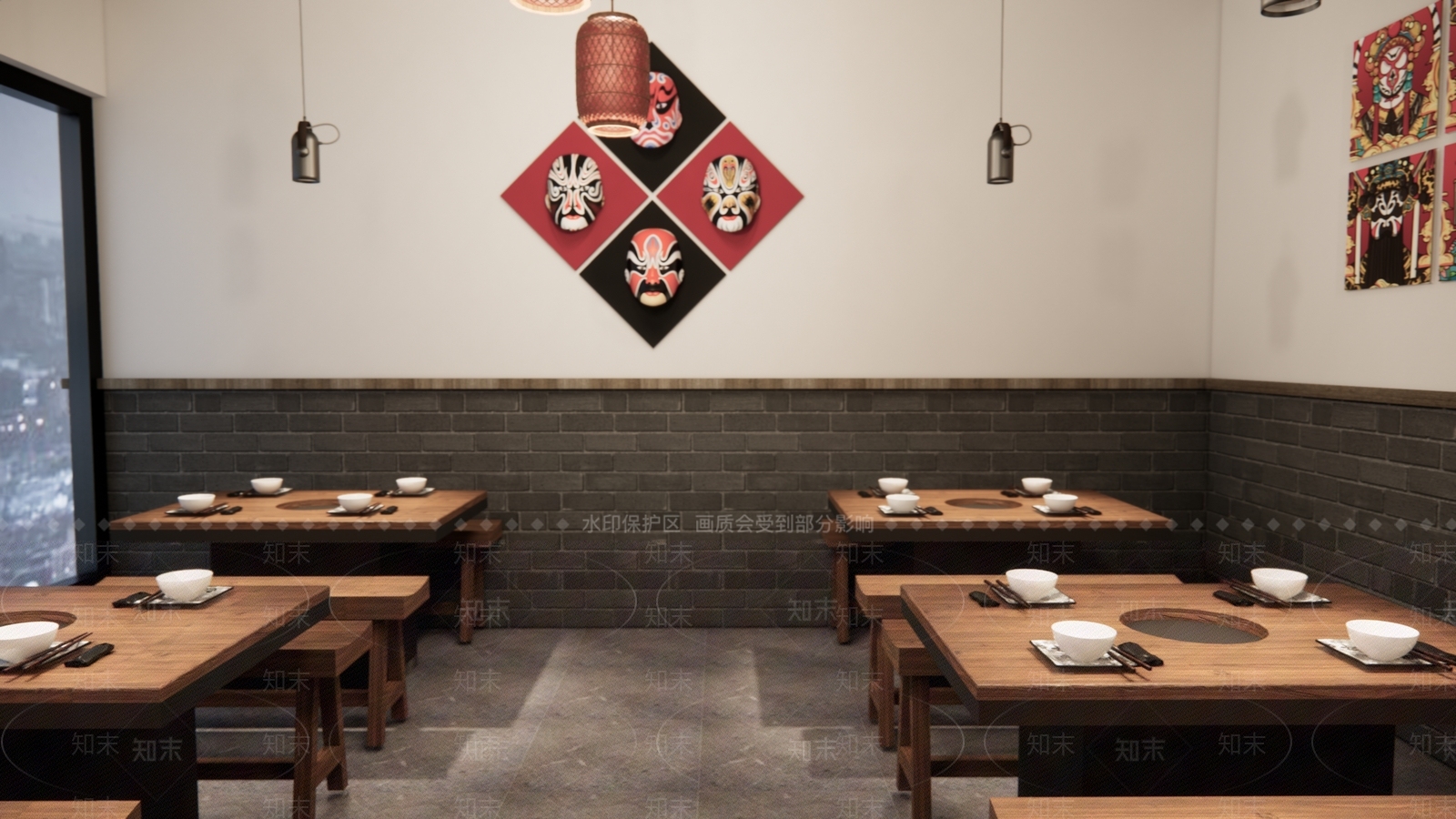 新中式火锅店SU模型下载【ID:881919893】