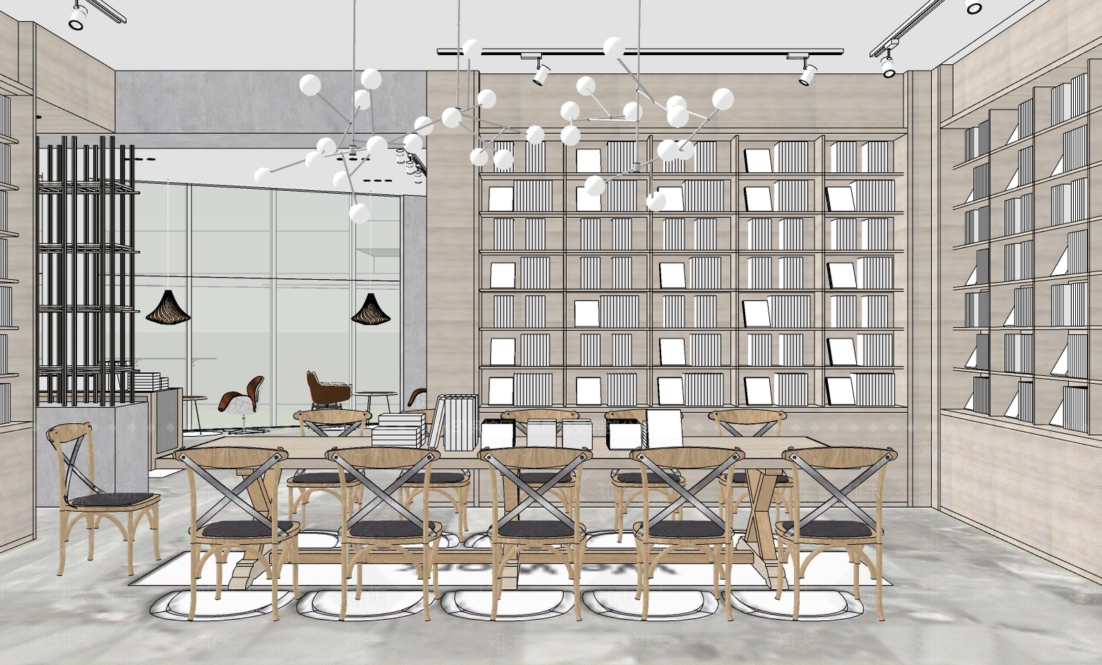 新中式书店SU模型下载【ID:681978424】
