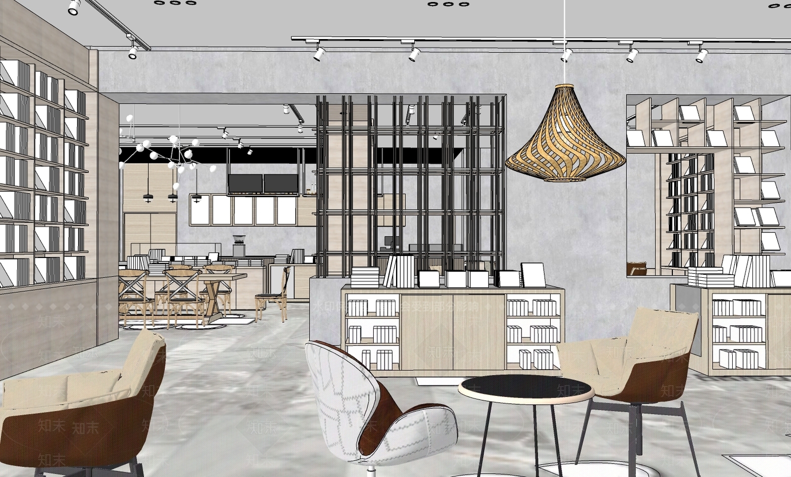 新中式书店SU模型下载【ID:681978424】