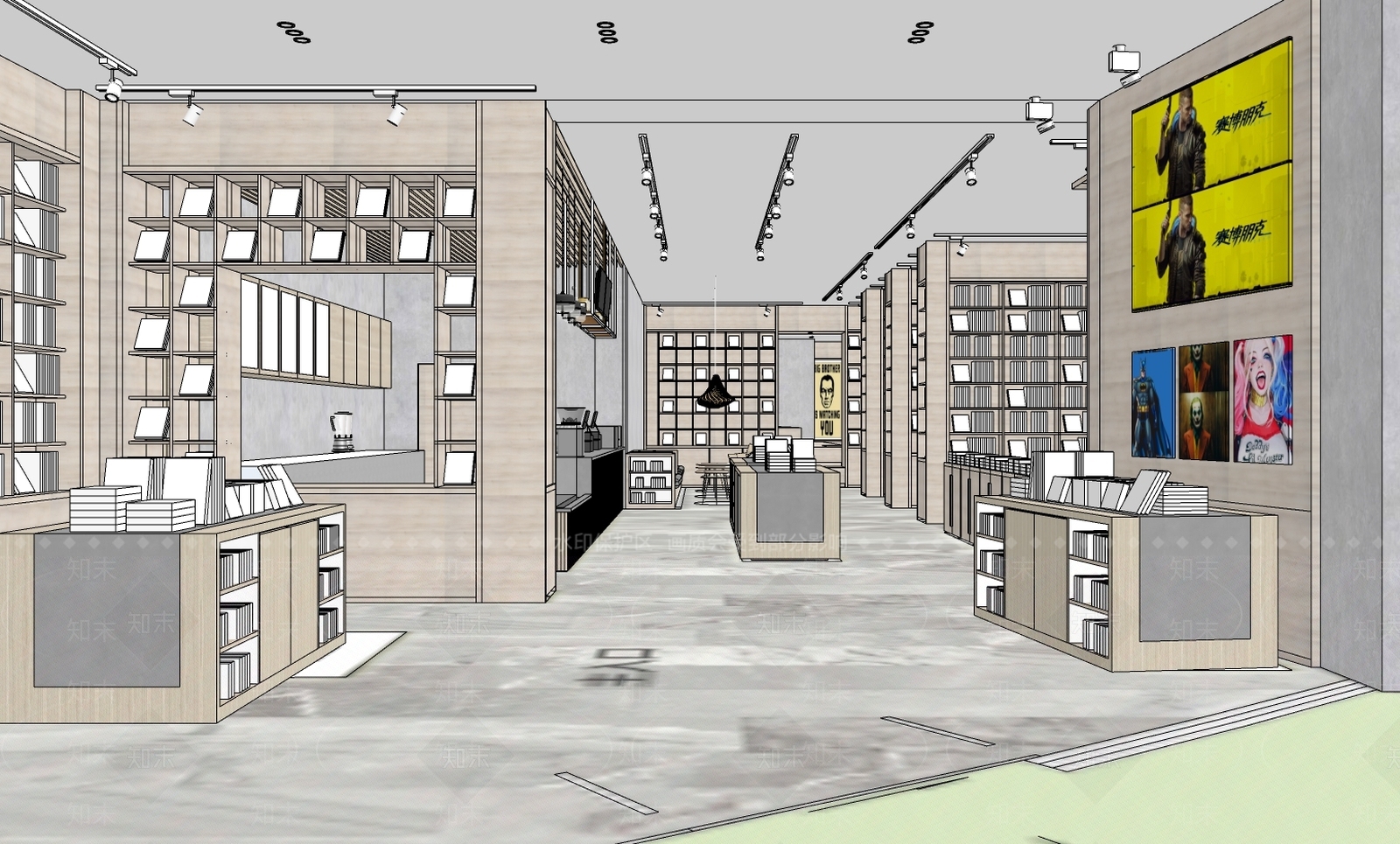 新中式书店SU模型下载【ID:681978424】
