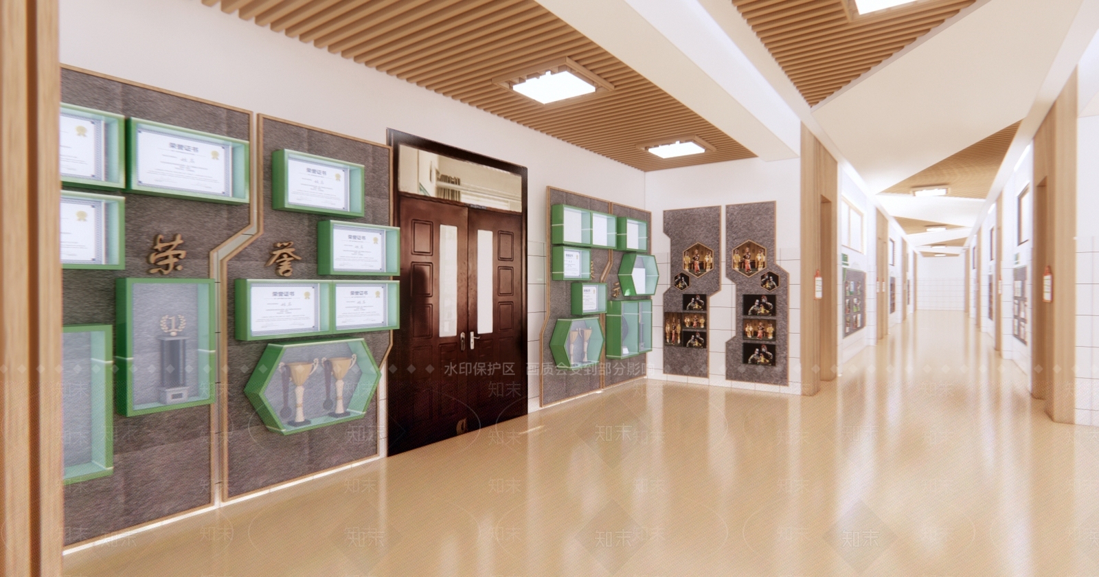 现代学校走廊SU模型下载【ID:581978365】