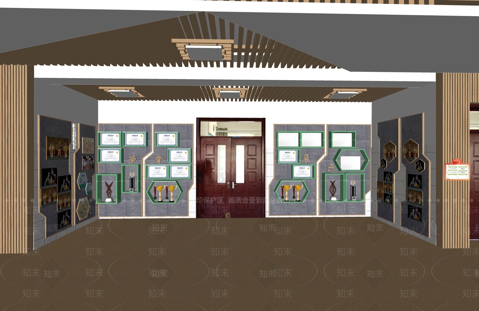 现代学校走廊SU模型下载【ID:581978365】