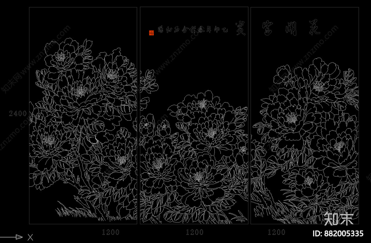 花开富贵CAD图案花纹cad施工图下载【ID:882005335】