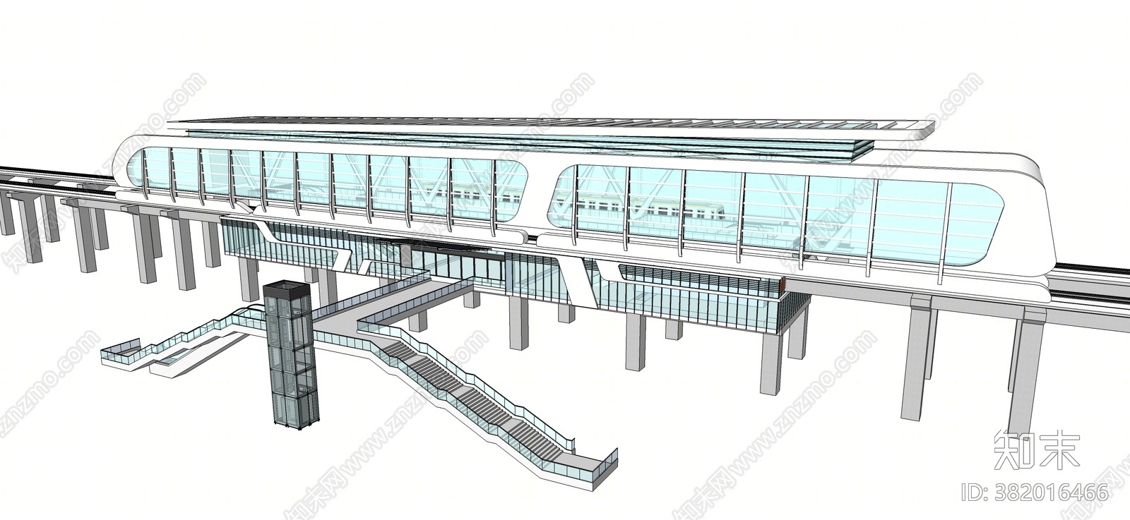 现代机场车站SU模型下载【ID:382016466】