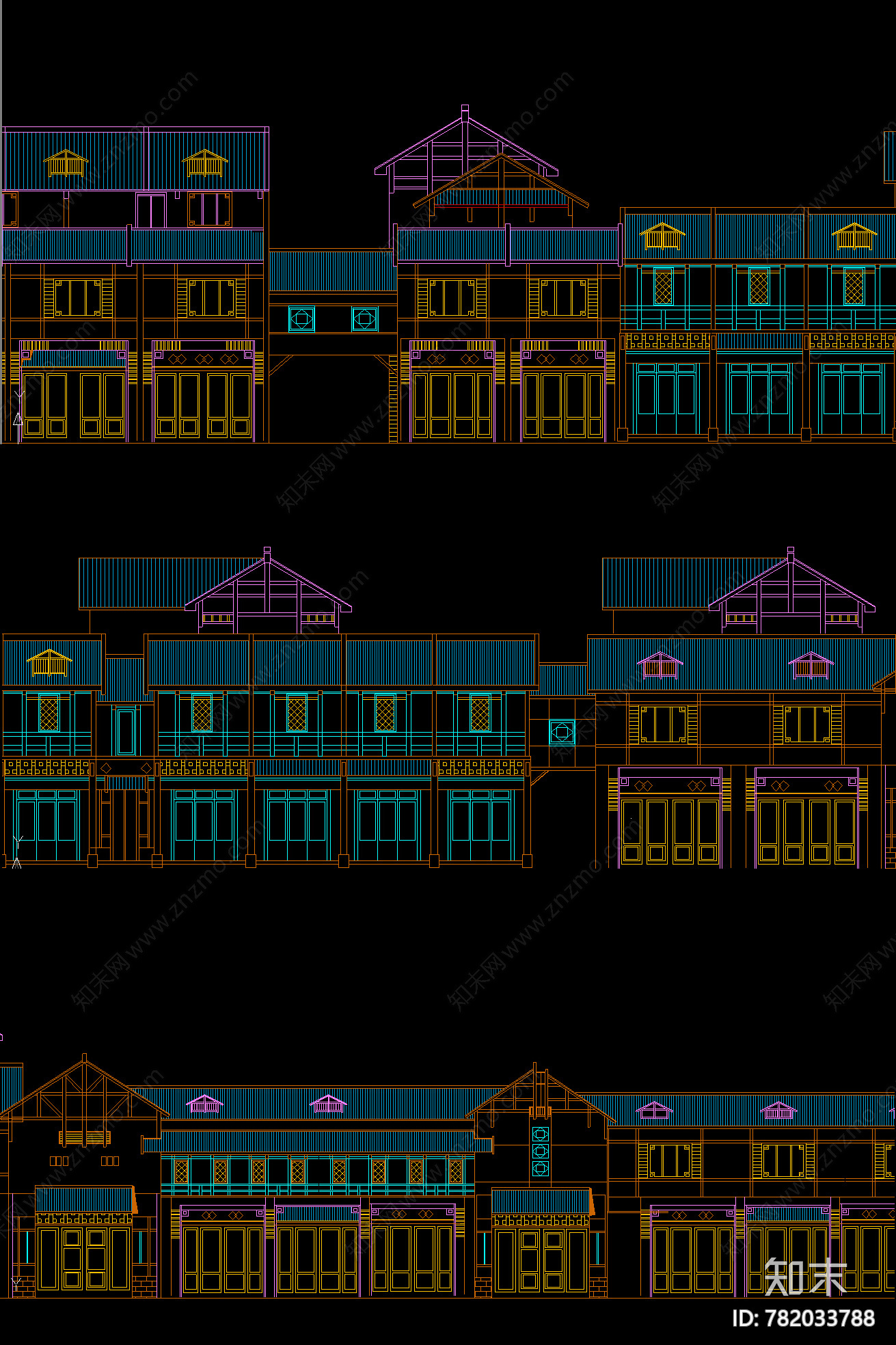 徽派建筑沿街CAD立面施工图下载【ID:782033788】