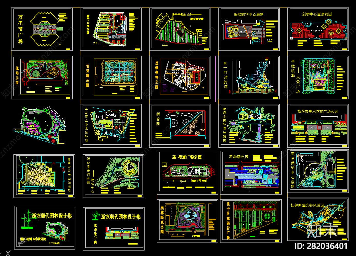 现代园林小区景观规划CAD图纸施工图下载【ID:282036401】
