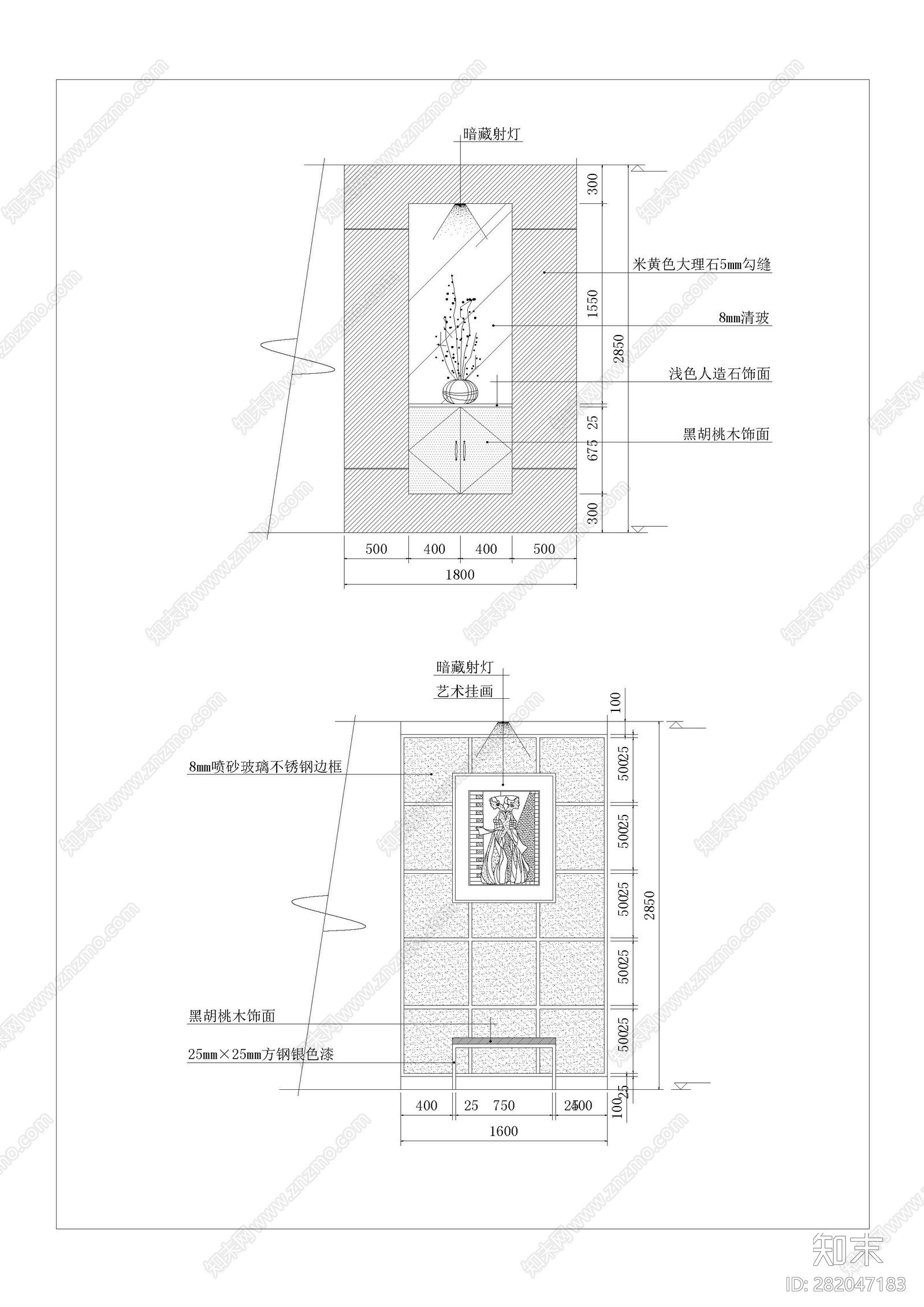 玄关设计cad施工图下载【ID:282047183】