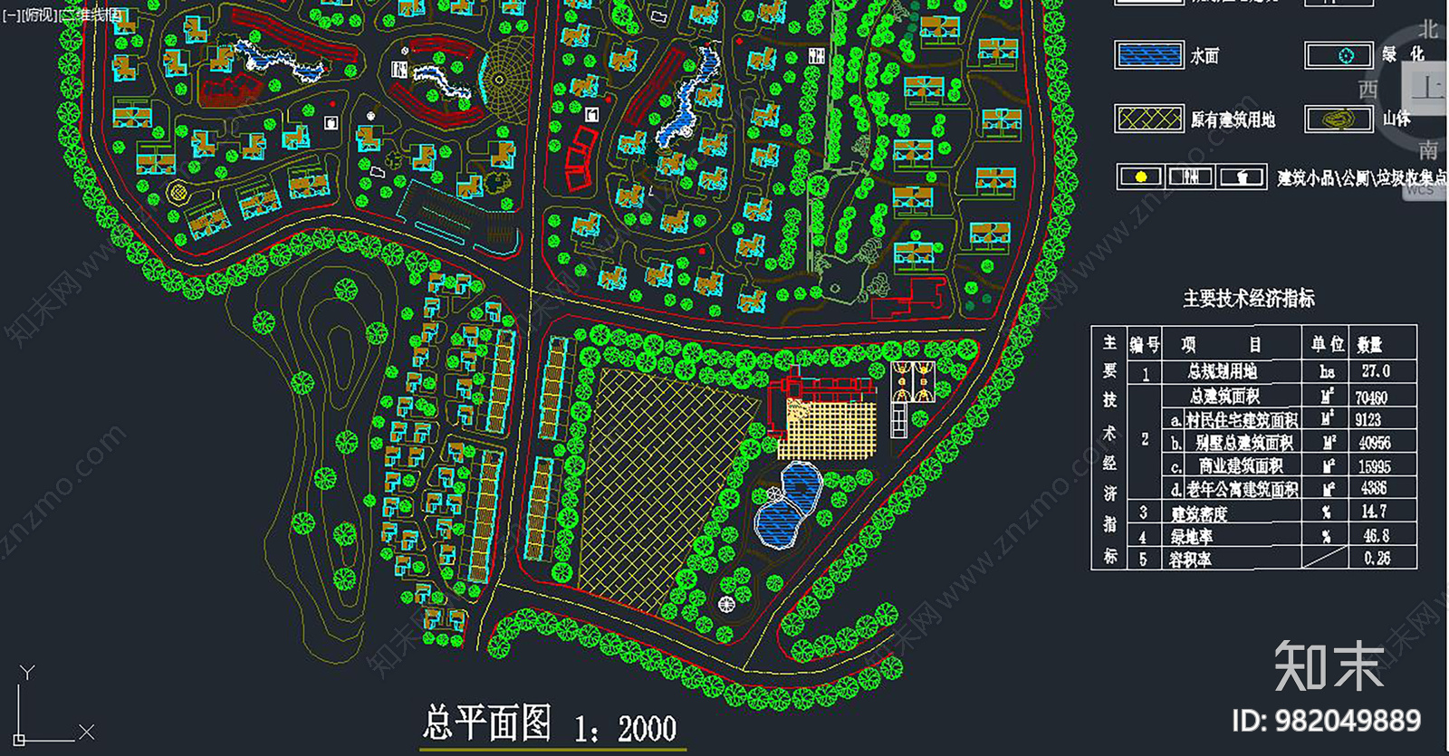 某旧村改造规划设计图cad施工图下载【ID:982049889】