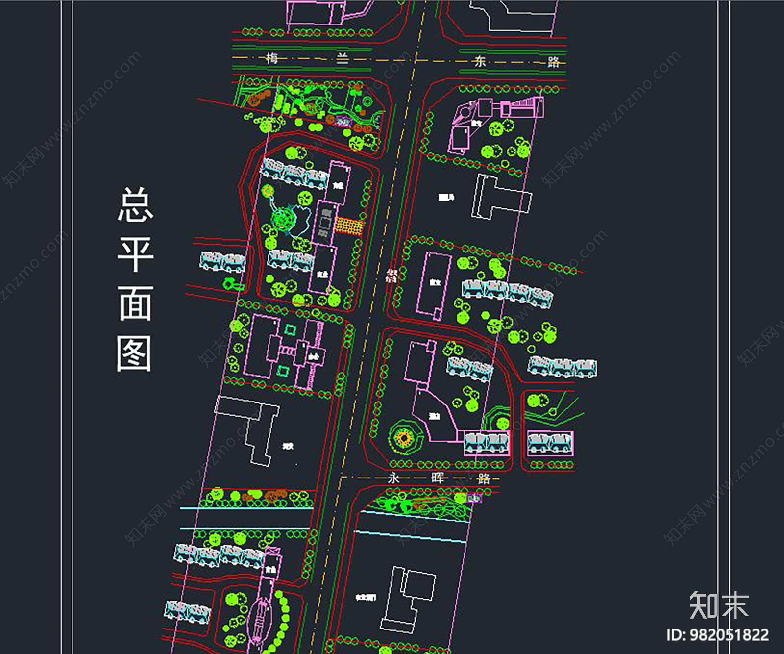 某路沿街概念规划cad施工图下载【ID:982051822】