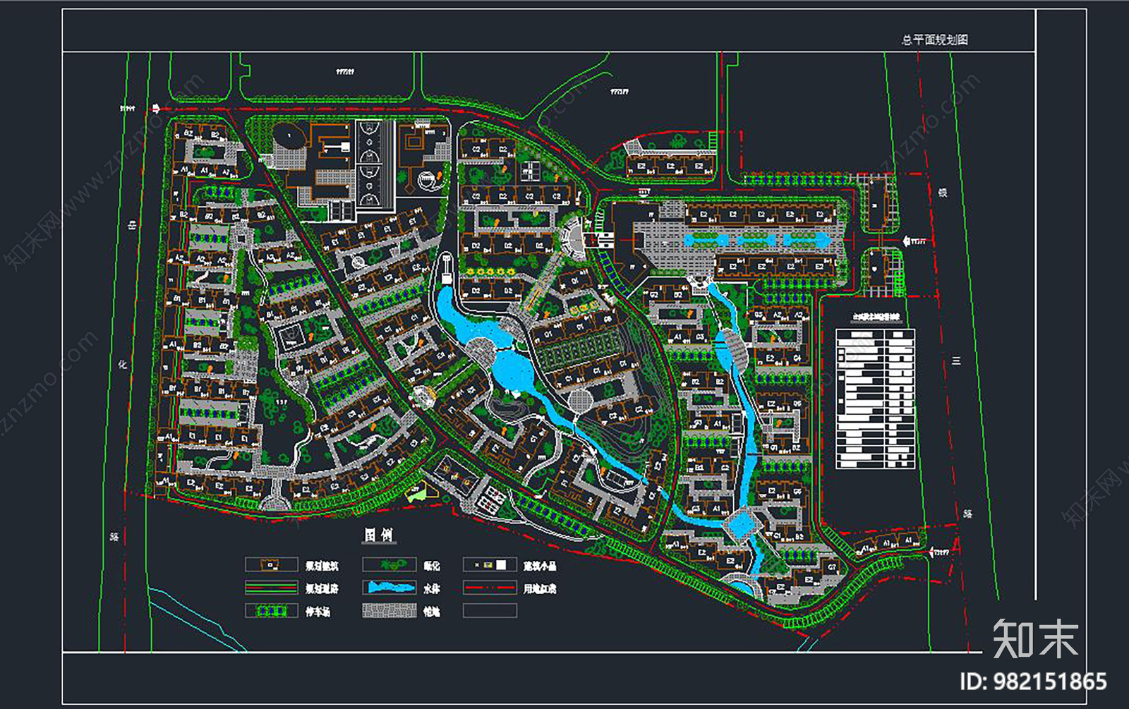 小区规划总平面施工图下载【ID:982151865】