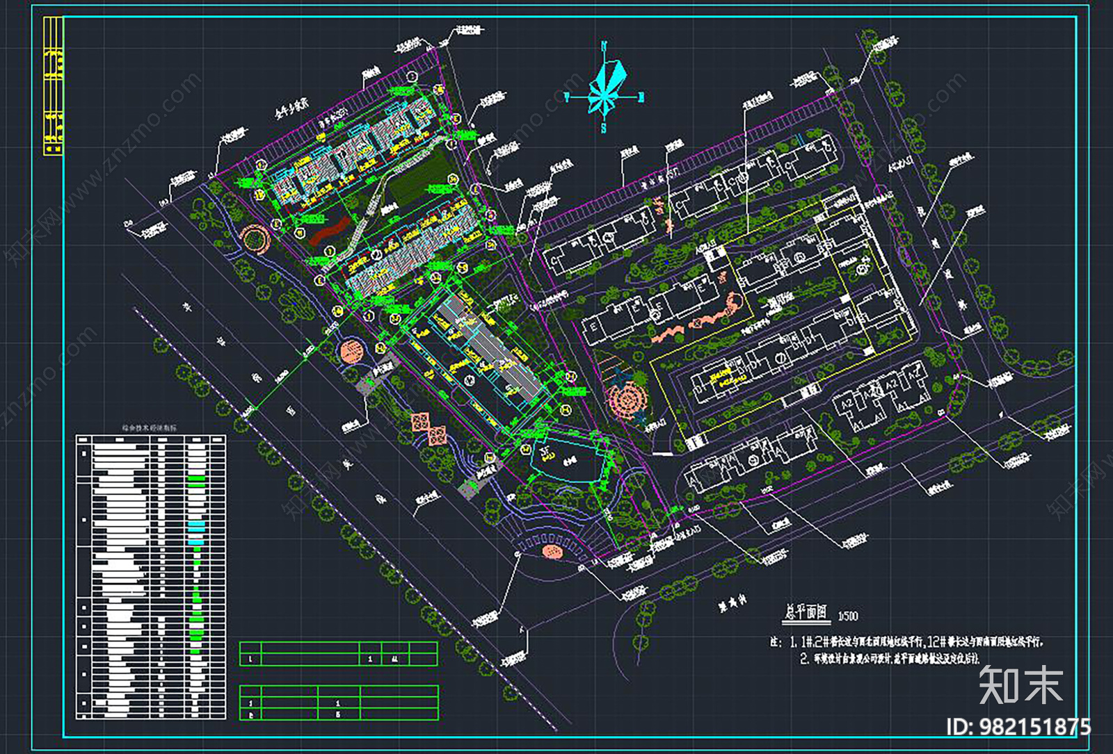 小区规划总平面施工图下载【ID:982151875】