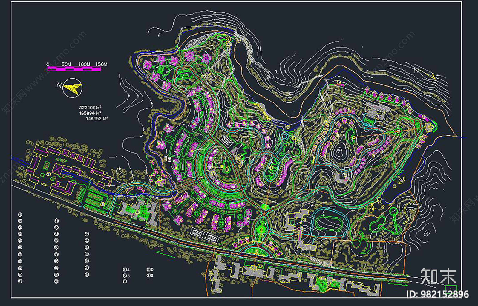 小区规划总平面施工图下载【ID:982152896】