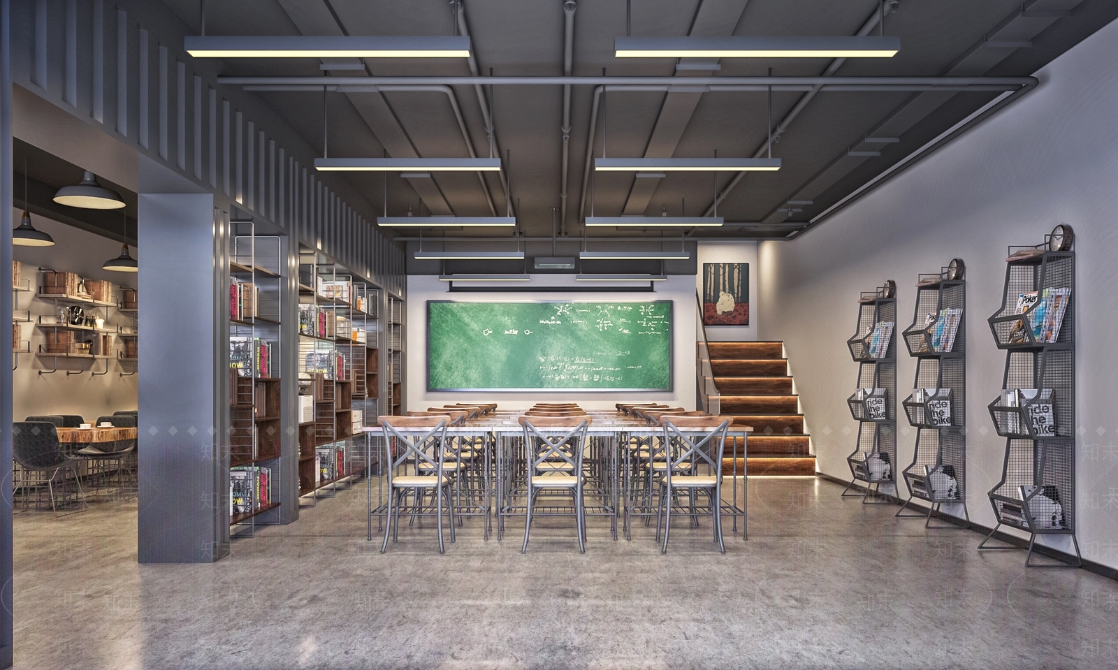 工业风书店3D模型下载【ID:782153992】