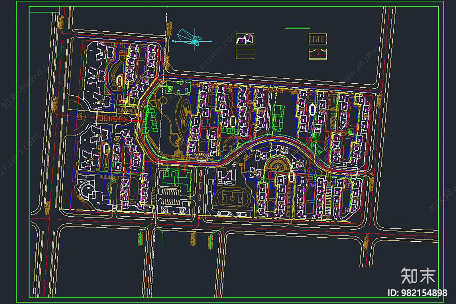 小区总平面布置图施工图下载【ID:982154898】