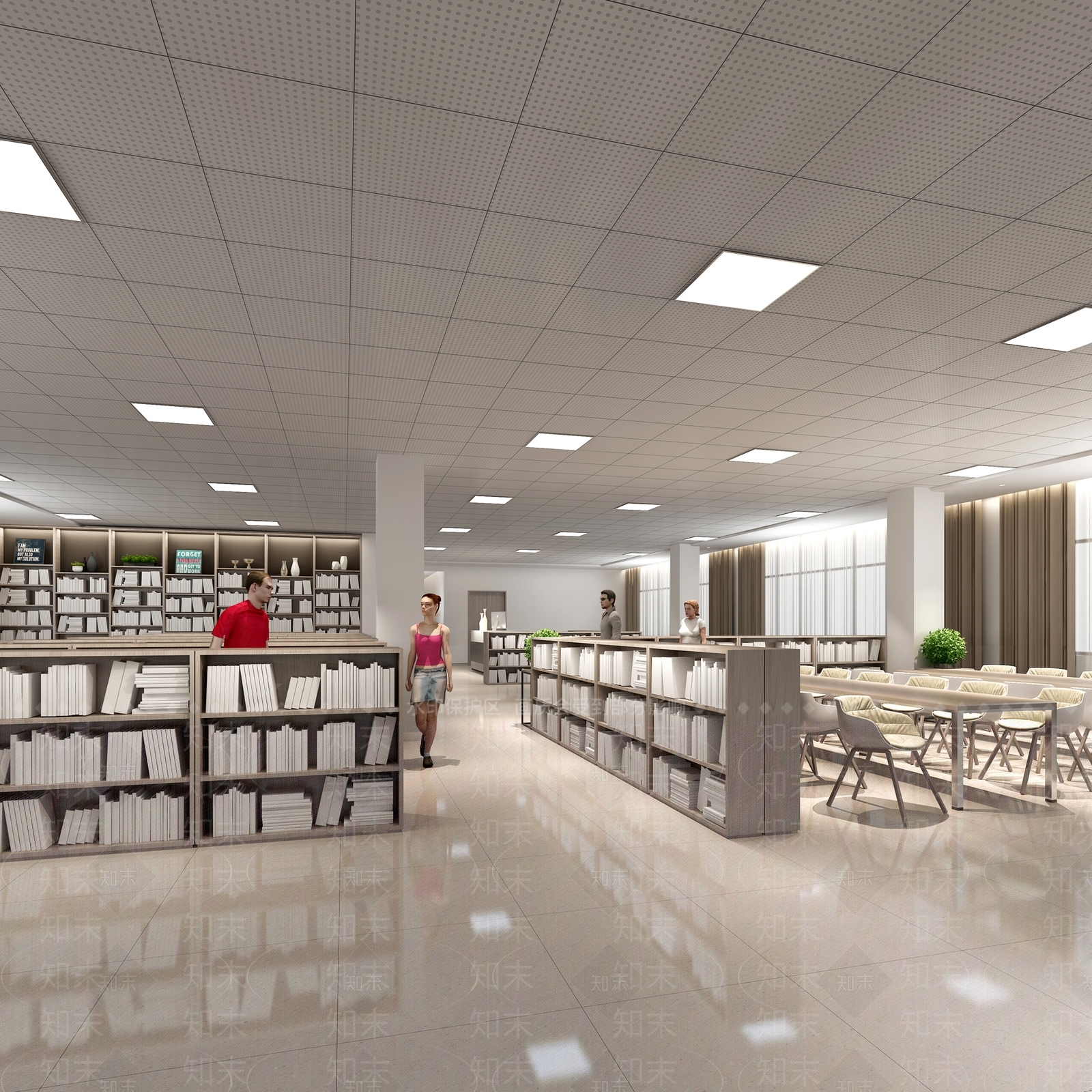 现代图书馆3D模型下载【ID:882159265】