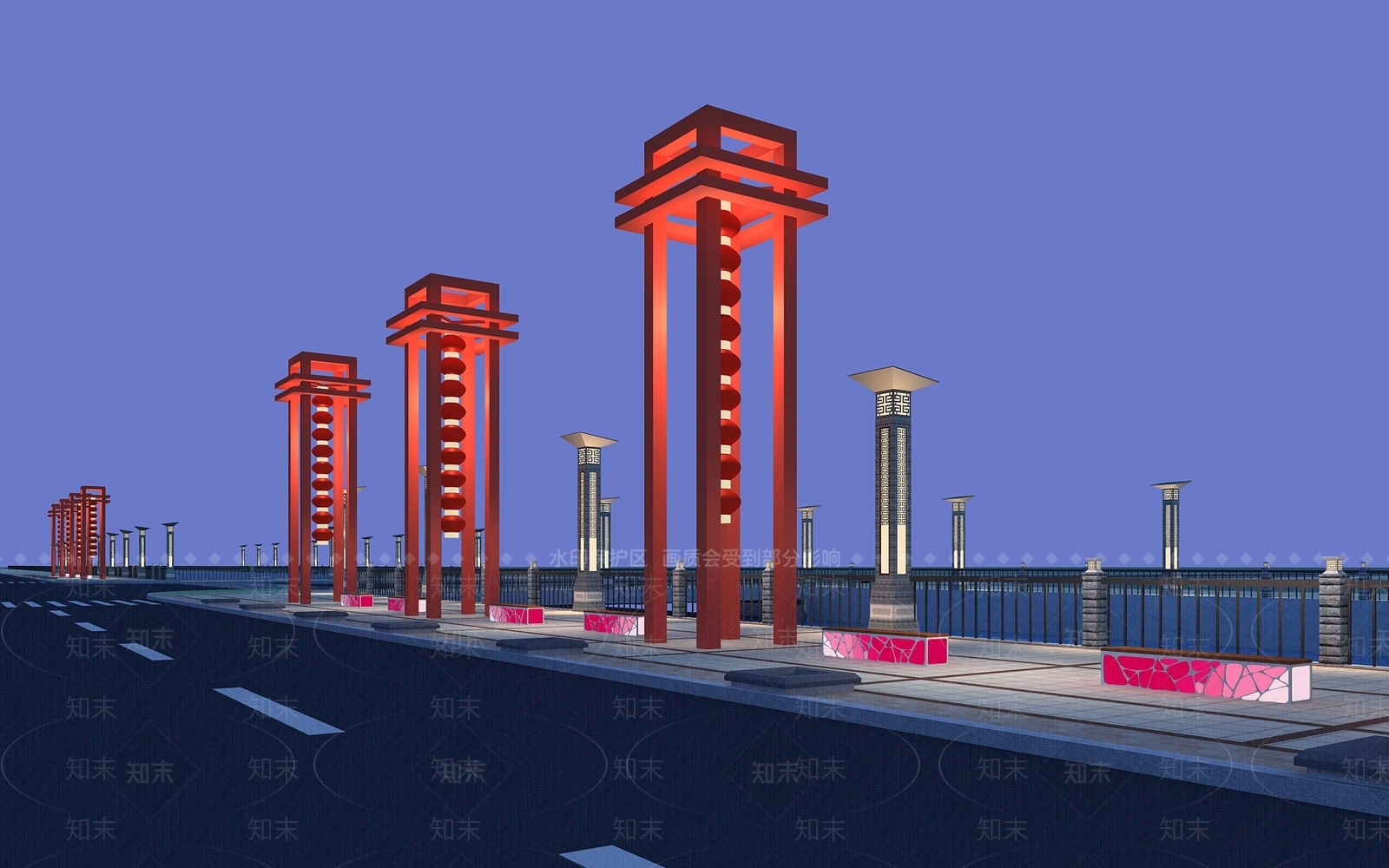 新中式道路设施3D模型下载【ID:483011986】