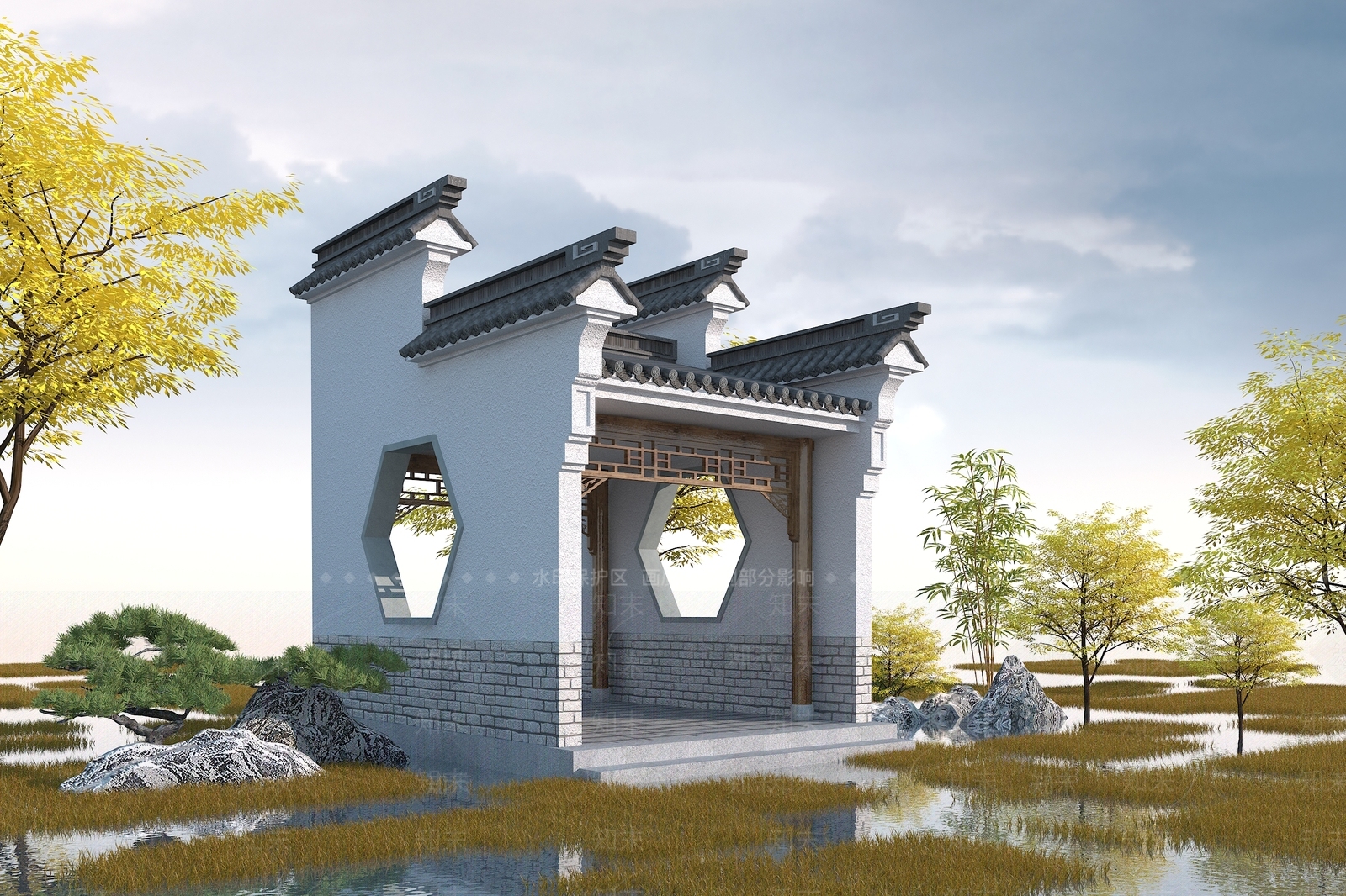 中式亭子3D模型下载【ID:682171086】