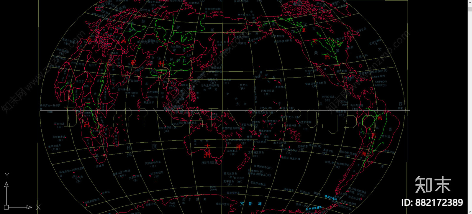 世界地图CAD施工图下载【ID:882172389】