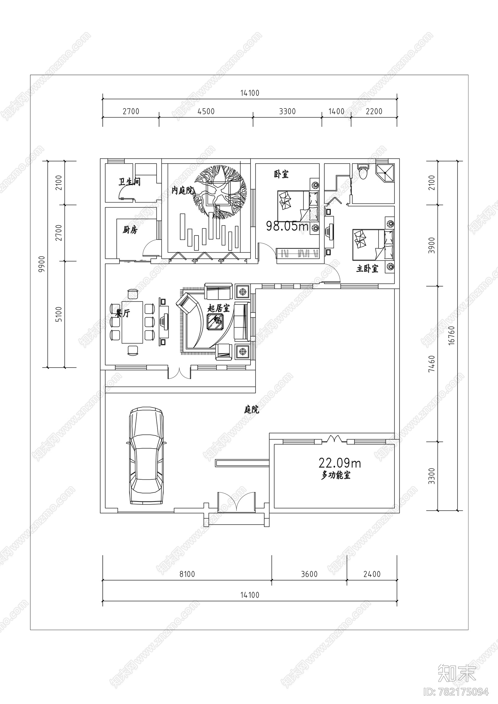 四合院cad施工图下载【ID:782175094】