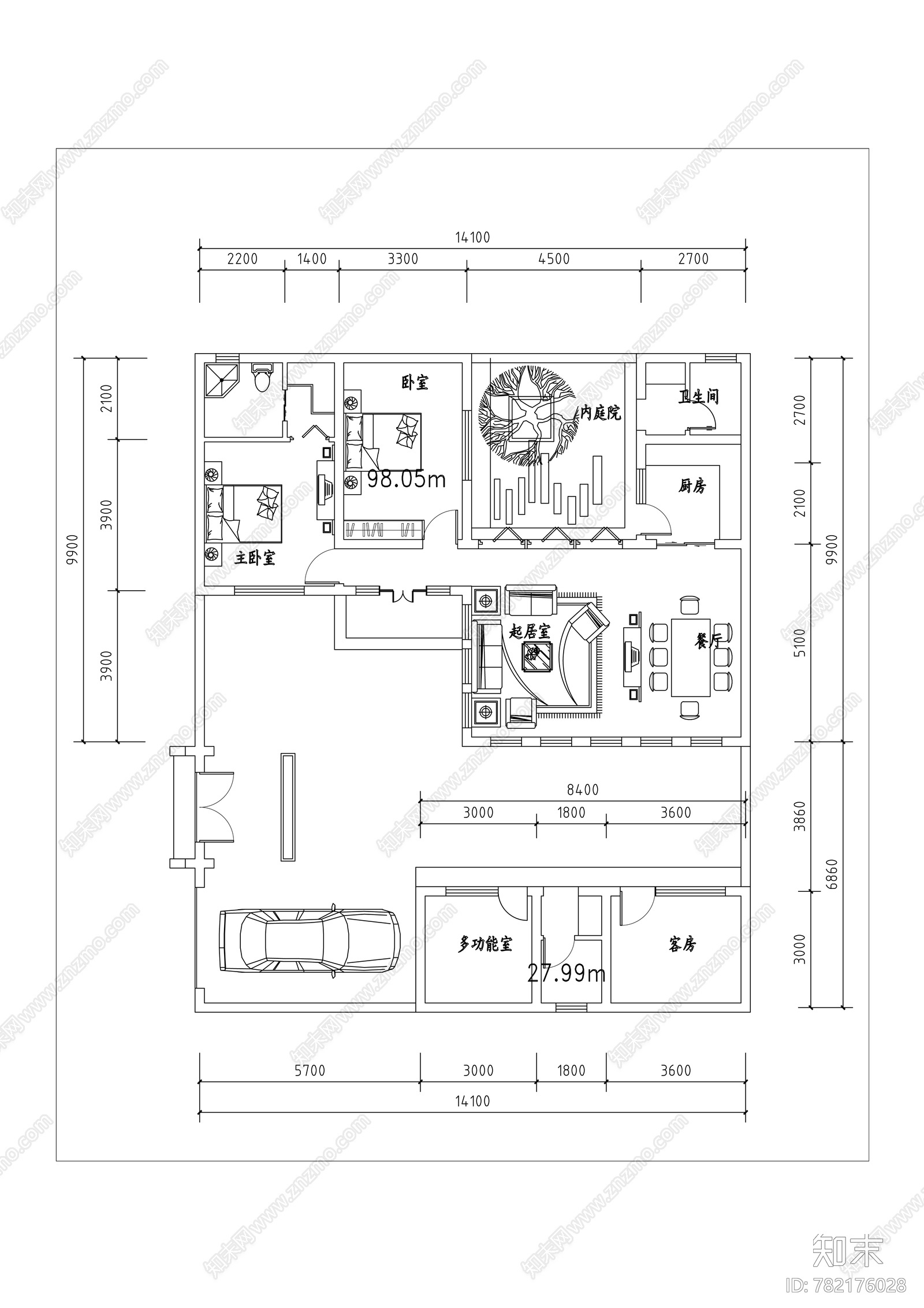 四合院平面图施工图下载【ID:782176028】