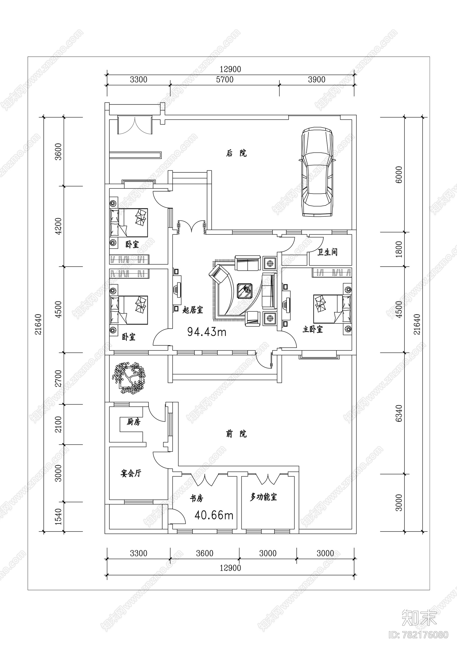 四合院平面图施工图下载【ID:782176080】